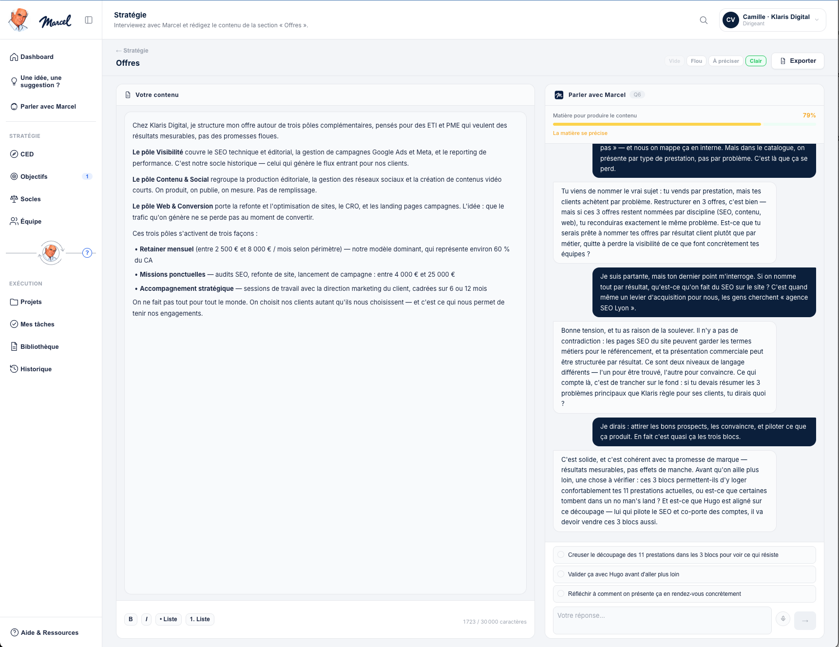 Travailler une section du CED en échangeant avec Marcel